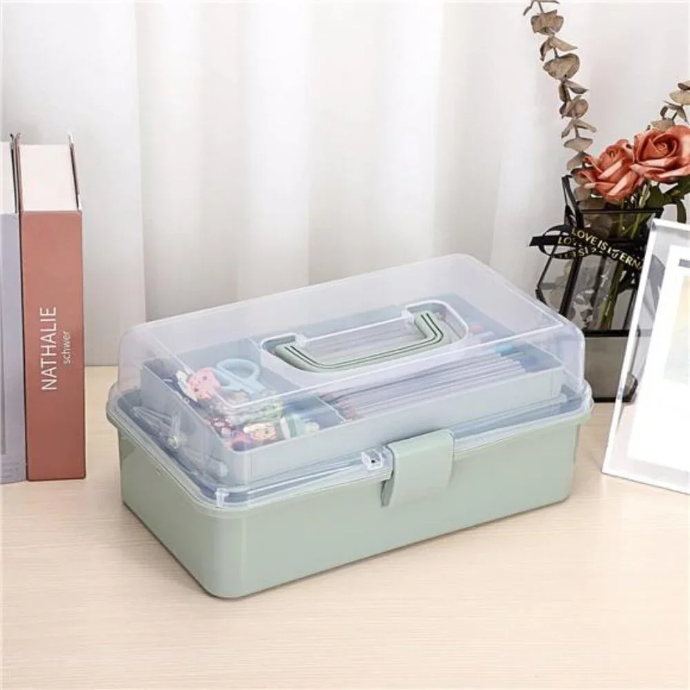 3-Layer Plastic Dividing Storage Craft Organizer with Adjustable Spacers